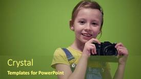  Presentation with old film - Audience pleasing slide deck consisting of cute-little-girl-taking-picture backdrop and a tawny brown colored foreground