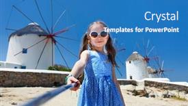  Presentation with popular - Presentation theme featuring cute-little-girl-taking-selfie background and a teal colored foreground