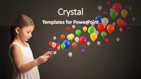  Presentation with cheerful stylish city girl using - Theme consisting of cute little girl using tablet background and a  colored foreground