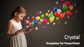  Presentation with cheerful stylish city girl using - Amazing slides having cute little girl using tablet backdrop and a  colored foreground