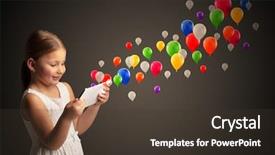  Presentation with tablet - Audience pleasing PPT theme consisting of cute little girl using tablet backdrop and a  colored foreground