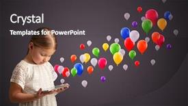  Presentation with tablet - Slides enhanced with cute little girl using tablet background and a  colored foreground