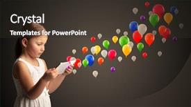  Presentation with cheerful stylish city girl using - Presentation theme consisting of cute little girl using tablet background and a  colored foreground