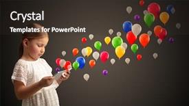  Presentation with cheerful stylish city girl using - Cool new presentation theme with cute little girl using tablet backdrop and a tawny brown colored foreground