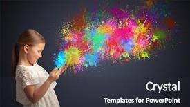  Presentation with tablet - Audience pleasing presentation consisting of cute little girl using tablet backdrop and a dark gray colored foreground