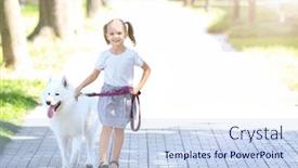  Presentation with dog park animal jack - Colorful theme enhanced with care pathway - cute little girl walking dog backdrop and a sky blue colored foreground