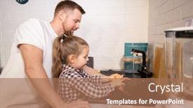  Presentation with helping man - Presentation theme consisting of cute-little-girl-washing background and a coral colored foreground