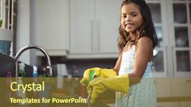  Presentation with kitchen sink splash - Amazing PPT theme having cute little girl washing backdrop and a tawny brown colored foreground