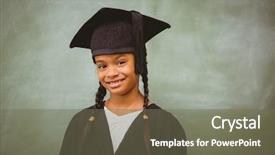  Presentation with graduation black graduate hat - Presentation enhanced with cute little girl wearing graduation background and a gray colored foreground