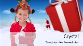  Presentation with bright blue colour for - Cool new theme with cute little girl wearing rudolph backdrop and a sky blue colored foreground