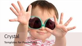  Presentation with cute japan cartoon - Audience pleasing slides consisting of cute little girl wearing sunglasses backdrop and a coral colored foreground