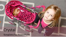  Presentation with baby girl - Beautiful presentation design featuring cute little girl with baby backdrop and a violet colored foreground