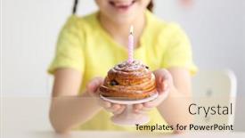  Presentation with cute birthday - Slides consisting of cute little girl with birthday cake close up view background and a lemonade colored foreground