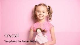  Presentation with doll button eyed - Audience pleasing slides consisting of cute little girl with doll backdrop and a  colored foreground