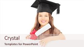  Presentation with graduation black graduate hat - Colorful slide deck enhanced with cute little girl with graduation backdrop and a lemonade colored foreground