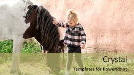  Presentation with robot farm - PPT layouts with cute little girl with horse background and a yellow colored foreground