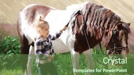  Presentation with farm machines in agriculture - Audience pleasing theme consisting of cute little girl with horse backdrop and a  colored foreground
