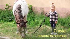  Presentation with farm - Beautiful theme featuring cute little girl with horse backdrop and a tawny brown colored foreground