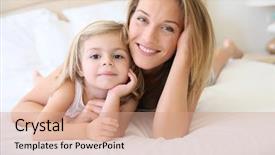  Presentation with fit and cute - PPT layouts with cute little girl with mommy background and a coral colored foreground