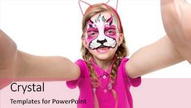  Presentation with face mask - PPT layouts featuring cute little girl with painted background and a  colored foreground