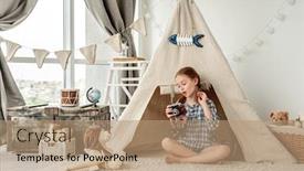  Presentation with retro - Presentation with cute-little-girl-with-retro background and a coral colored foreground