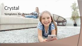  Presentation with cute japan cartoon - Theme consisting of cute little girl with smartphone background and a white colored foreground