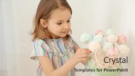  Presentation with cake - Presentation consisting of girl with tasty cake pops background and a soft green colored foreground