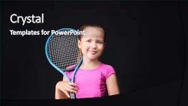  Presentation with tennis - Beautiful PPT theme featuring cute little girl with tennis backdrop and a black colored foreground