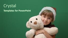  Presentation with christmas girl - Cool new slides with cute-little-girl-with-toy backdrop and a ocean colored foreground