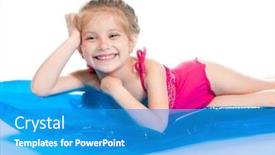 Presentation with mattress - Slide deck enhanced with cute little girl in a swimming suit on an inflatable mattress background and a teal colored foreground