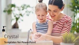  Presentation with viruses - PPT theme featuring cute-little-girl background and a soft green colored foreground