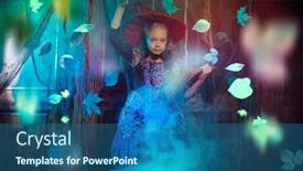  Presentation with book burning - Slide deck featuring cute-little-girl background and a ocean colored foreground