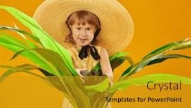  Presentation with palm tree - PPT theme featuring cute-little-girl background and a  colored foreground