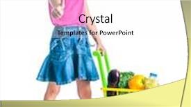  Presentation with products supermarket - Audience pleasing PPT layouts consisting of cute little girl with a basket of products from the supermarket isolated on white backdrop and a white colored foreground