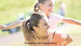  Presentation with mom - Audience pleasing PPT layouts consisting of cute little girl on her mom's back backdrop and a coral colored foreground