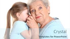 Presentation with cute - Presentation enhanced with cute little girl with her grandmother on white background background and a cool aqua colored foreground
