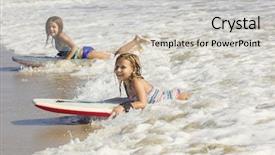  Presentation with ocean waves - Colorful PPT layouts enhanced with cute little girls boogie boarding backdrop and a  colored foreground