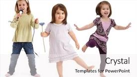  Presentation with dance beautiful couple dancing ballroom - PPT layouts enhanced with cute little girls dancing singing background and a sky blue colored foreground