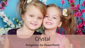  Presentation with two cute sisters playing - Audience pleasing presentation theme consisting of cute little girls in dress backdrop and a coral colored foreground