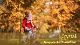  Presentation with nature meadow baby and child - PPT layouts featuring cute little happy girl walking background and a tawny brown colored foreground