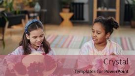  Presentation with pink flowers - Audience pleasing slide deck consisting of cute-little-intercultural-girls backdrop and a coral colored foreground