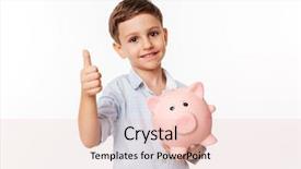  Presentation with special education cute kid - Audience pleasing PPT theme consisting of cute little kid holding piggy backdrop and a  colored foreground