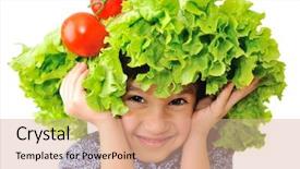  Presentation with tomato - Cool new slide set with cute little kid with tomato and salad hat on his head backdrop and a coral colored foreground
