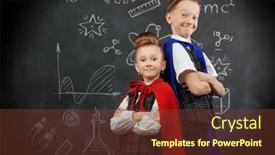  Presentation with kids development - PPT theme featuring cute-little-kids-in-cloaks background and a tawny brown colored foreground