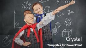  Presentation with early education - PPT layouts enhanced with cute-little-kids-in-cloaks background and a dark gray colored foreground