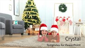  Presentation with whiteboard kids cute - PPT layouts featuring cute little kids in santa background and a soft green colored foreground