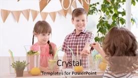  Presentation with cute lemonade - Beautiful PPT theme featuring cute little kids selling lemonade backdrop and a  colored foreground