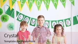  Presentation with cute lemonade - Presentation theme enhanced with cute little kids selling lemonade background and a  colored foreground