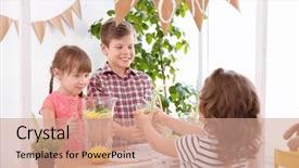  Presentation with cute lemonade - Amazing presentation design having cute little kids selling lemonade backdrop and a  colored foreground