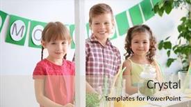  Presentation with cute lemonade - Slide set having cute little kids selling lemonade background and a  colored foreground